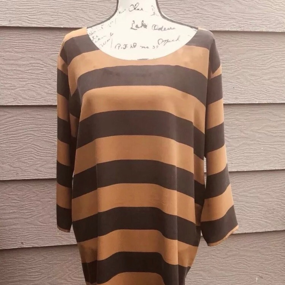 Joie 100% silk black/gold shirt dress size small